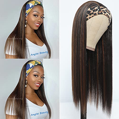 Destaques peruca de faixa para a cabeça para mulheres preto/marrom marrom longa faixa de cabeça de cabeça premium Premium