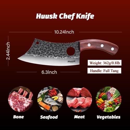 Huusk Chef Faca conjunto de carne forjada de carne para corte de carnes faca com bainha de cozinha ao ar livre