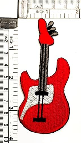 Kleenplus Red Guitar Patch fofo instrumento musical desenho animado Aplique Applique artesanal artesanal bebê garotinha Mulheres roupas de fantasia Diy