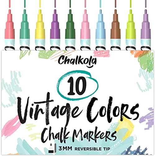 Pacote vintage e metálico Chalkola - 10 marcadores metálicos e 10 vintage