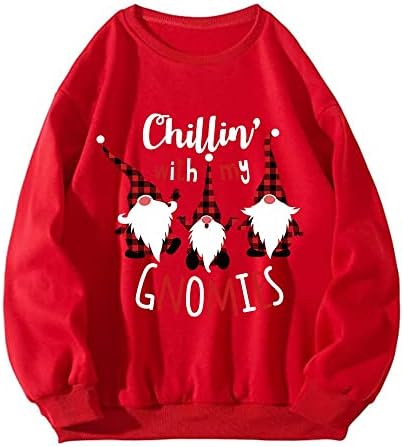 Fandream Sweatshirts fofos para mulheres Feliz Natal espessante Pullover moderno Utilitário Womens Christmas camisa