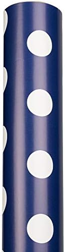 Jam Paper Gift Wrap - Papel de embrulho de bolinhas - 25 pés quadrados - azul marinho com pontos brancos - rolo vendido individualmente