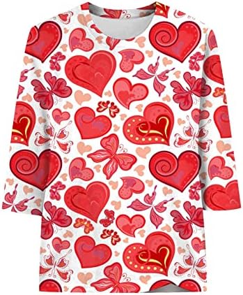 Camisas do Dia dos Namorados Mulheres Pulloves gráficos Love Cartão de coração Impressão Sorto do dia dos namorados Tops Roupas