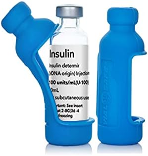 Frasco seguro de protetor de garrafas de insulina seguro para diabetes, nunca corre o risco de quebrar seu frasco de insulina, reutilizável, durável e flexível Silicone Protective Sleeve, 2-pacote, azul claro