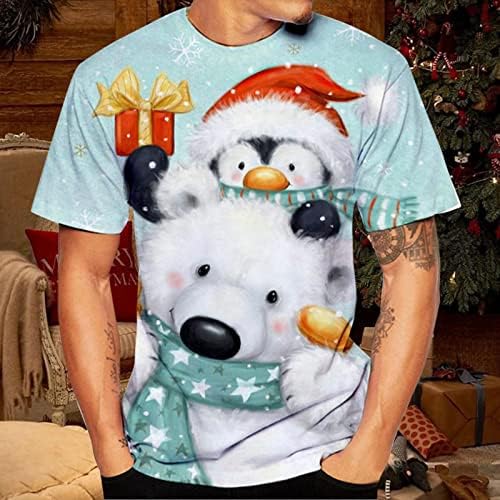 Camisetas de manga curta de Natal de Wocachi para homens, engraçado Xmas Papai Noel Print O Pescoço Camiseta de Designer