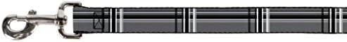 Coleira de estimação de fivela - cinza xadrez/preto/branco - 4 pés de comprimento - 1,5 de largura