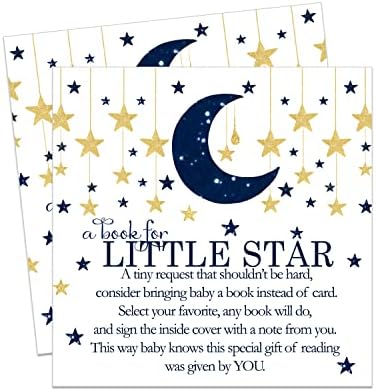 Papel festeira inteligente Twinkle Little Star Baby Shower Book Solicy Cartões de convite insere meninos - Marinha e Gold Moon