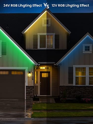 Luzes de tira de LED ao ar livre, luzes de tira de LED à prova d'água RGB de 66 pés, aplicativo Bluetooth e compatível com controlador