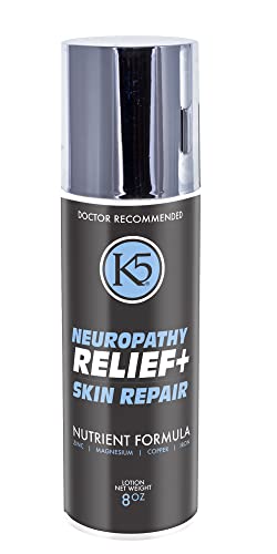 K5 Alívio da neuropatia e creme de cura para a pele - médico recomendado para pés, pernas e dedos dos pés - mais de 20 vitaminas e minerais - reduza os sintomas de neuropatia e a pele danificada