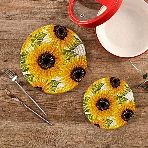 Girassóis Flores TRIVETS FLORAIS PARA PLACOS QUENTES POTENTES DE POTENDIMENTOS DE 2 PEÇAS PADRAS QUENTES PARA TRIVERTOS DE