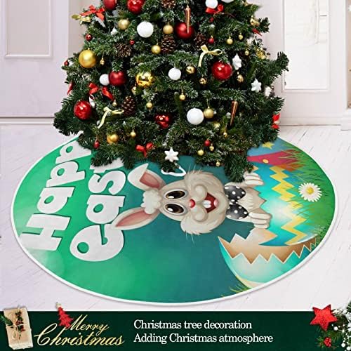 Decoração da saia de árvore de Natal de Alaza, pequena saia de mini árvores Ornamento de 35,4 polegadas com feliz Páscoa com coelho