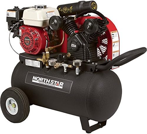 Northstar portátil compressor de ar movido a gás-motor Honda 163cc OHV, tanque horizontal de 20 galões, 13,7 CFM a 90 psi
