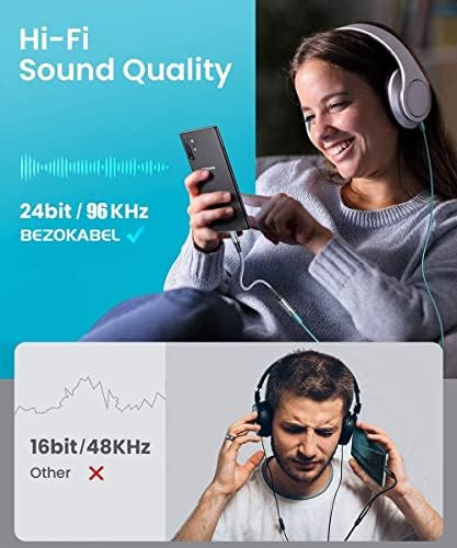 Bezokabel USB C a 3,5 mm Adaptador de áudio feminino, Adaptador de fone de ouvido Tipo C Chip DAC para Samsung Galaxy S22 S21