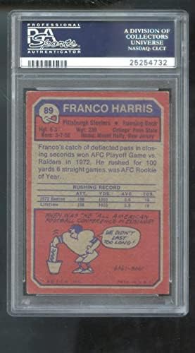 1973 Topps #89 Franco Harris Rookie RC PSA 4 Cartão de futebol classificado NFL Steelers