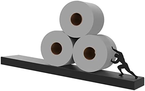 Porta de papel higiênico flutuante - suporte para papel higiênico de papel higiênico preto fosco para fácil armazenamento de banheiro - organizador moderno de montagem de parede para lamas ou toalhas acima da pia ou sobre o banheiro
