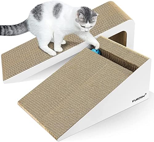 Cat Scratcher, inclinação de 2 em 1 Cat Scratching Pad, sofá de lounge de gato de gato com brinquedos de sino e catnip [ângulos de