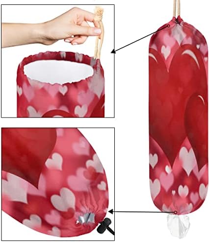 Happy Valentine's Day Plastic Sacag Solder, Glitter Rosa Glitter Love Mount Organizador de sacos plásticos de plástico