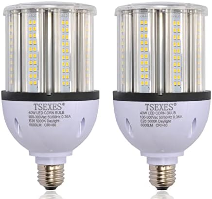 Lâmpada de milho LED TSEXES 40W, lâmpada LED de base média E26, luz do dia de 5000k, equivalente a 175w a 250w de bulbo hid hid hid