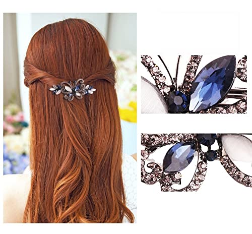 2pcs Cabelos elegantes Cabelo de moda Barretas para mulheres e meninas, brilho brilhante Rhinestones Flowers Hairpin