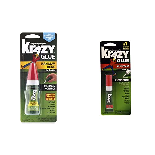 Krazy Glue, gel de ligação máxima, EZ Squeeze, 4 g & kg86648r cola com gel para todos os fins, 0,07 oz, claro