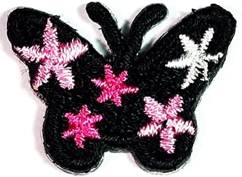 Kleenplus 3pcs. Mini ferro bordado de borboleta em costura em remendo para roupas de calça jeans Jeans Backpacks Backpacks Camisetas Artes da moda Rosa Estrelas Butterfly Cartoon adesivo Patches