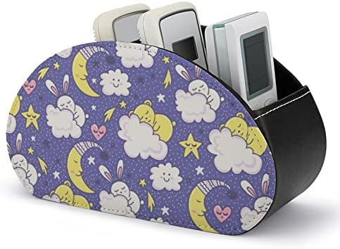 Sleeping Bunny and Bears, Moon, Hearts Remote Control Holder PU couro Remoto Caddy bandeja de cabeceira de mesa Caixa de caixa