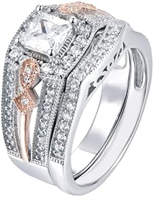 2023 Requintado de anel de zircão quadrado para mulheres anéis de dinossauros anel de noivado para casal