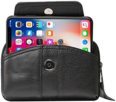 Bolsa de couro de telefone celular Bolsa de couro genuína, bolsa de couro premium compatível com iPhone 11 Pro Max/Xs/X/8/7/6s Correia,