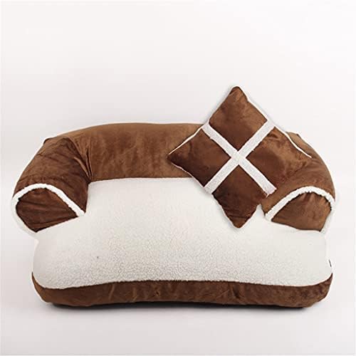 Scdzs Beds de animais de estimação Mats lã quente sofá de cães de estimação com travesseiro Casa de animais de estimação
