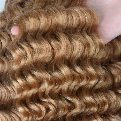 27 Honey Blonde Deep Wave Bundles Human Hair 26 28 30 polegadas Deixo duplo 8a Grau Brasil Remy Extensões de cabelo