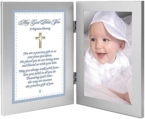 Presentes de poesia Baby Boy Baptism Presente, cartão de bênção no quadro, adicione foto de 4x6 polegadas