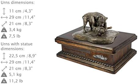 Pit Bull Fight, Urn for Dog Ashes Memorial com estátua, nome e citação de animais de estimação - Artdog personalizado