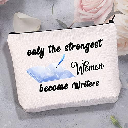 MBMSO Mulher Escritor de maquiagem Bag dos presentes para mulheres Bolsa de maquiagem Autor apenas as mulheres mais fortes se tornam