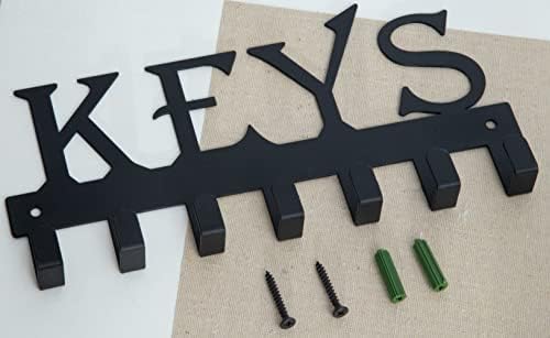 Titular das chaves de Fairycity para chaves vintage de metal de parede gancho-25cm*12,8 cm Chave de decoração de casa Decorativa com 7 ganchos, preto…