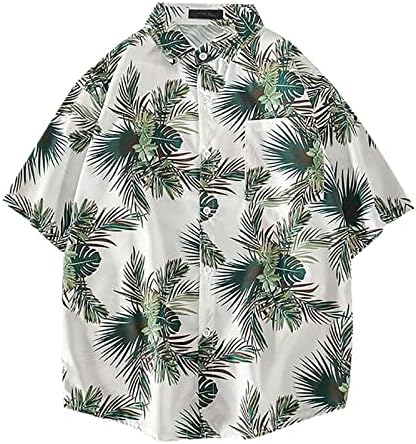 2023 Novos camisas florais havaianas masculinas Button Button Down Down Holiday Tropical Beach Shirts com tops de poliéster de bolso