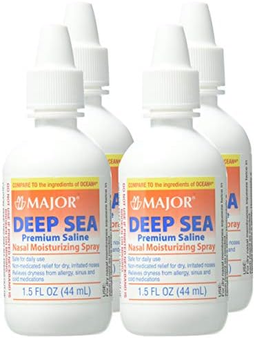Spray nasal de salina do mar profundo genérico para spray hidratante nasal de oceano 1,5 oz por garrafa de 4 garrafas por principais