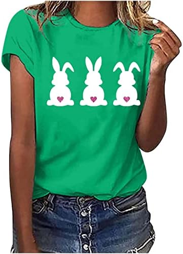 Tops de verão fofos para mulheres corações coelhos de coelho tshirts moda moda de manga curta camisetas de túnica de pescoço casual blusas confortáveis