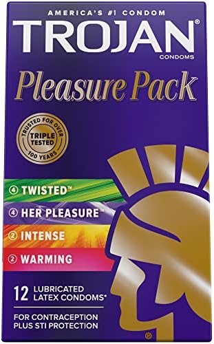 Trojan Pleasure Variety Pack Preservativos lubrificados - 12 contagem