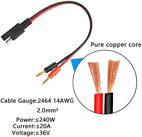 Conector pngknyocn sae para cabo de banana de 4 mm Cabo adaptador, 2 pacote 14awg sae a 4 mm bullet banana plugs carrega de bateria