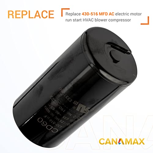 Canamax 430-516 UF/MFD 110-125 Vac ± 20% Volts Round Start Capacitor-Substituição para motores elétricos monofásicos