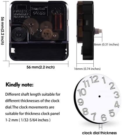 Deewish Quartz Relógio Mecanismo de relógio do relógio Operado pela bateria, peças de relógio de parede para fazer você mesmo