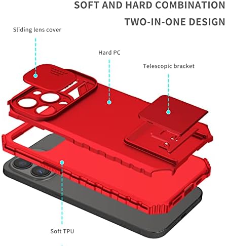 Capa de capa de telefone Silicone Kickstand Caixa compatível compatível com o iPhone 13, [3 Ways Stand Ways] Caixa vertical e