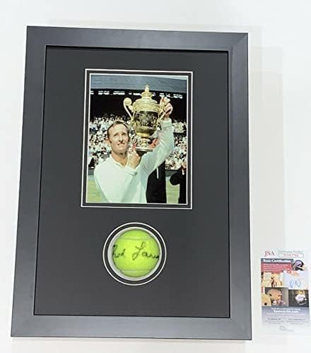 Rod Laver assinado Bola de tênis emoldurados 13x18 Display Wimbledon JSA COA - Bolas de tênis autografadas