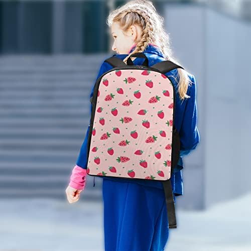 Strawberry Backpack Backpack para estudante do ensino fundamental, mochila clássica leve para mulheres de livros escolares
