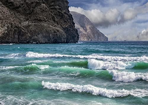 Loccor 9x6ft Fabric Ocean Mountain Cenário Rocky Coastline na costa oeste de São Miguel Island Portugal Fotografia Antecedentes