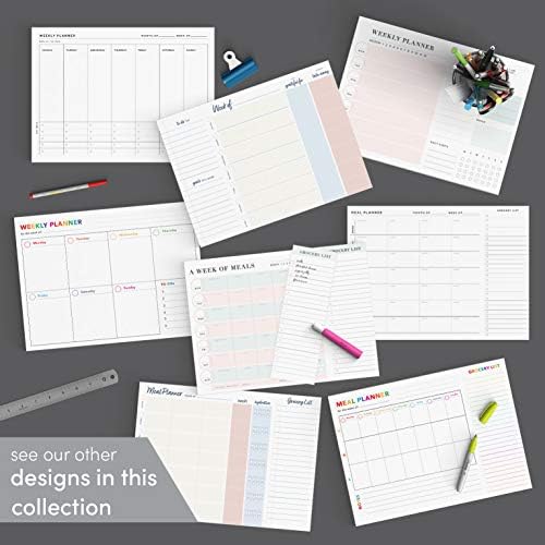Planejador semanal no bloco de notas- para fazer a lista de planejamento sem data, 60 lençóis rasgos, 8 pol. Por 11 pol., Design