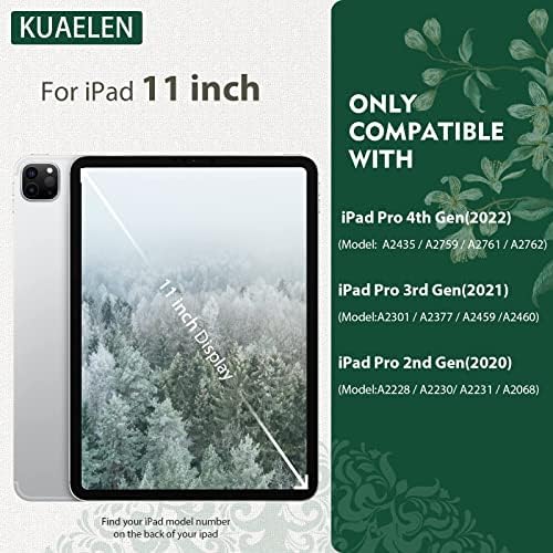 Kuaelen iPad Pro Case de 11 polegadas 4/3ª/2ª/1ª geração 2022/2021/2020/2018 Pacote cinza claro com novo bordado iPad Pro 11 polegadas 4/3ª/2ª geração