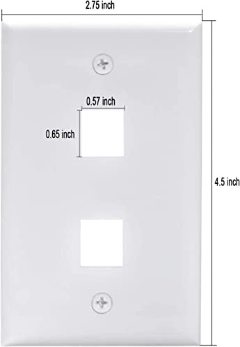 2 Porta Keystone Jack Placa de parede 8, placa de parede de gangue única para HDMI, coaxial, modular, alto-falante, Ethernet