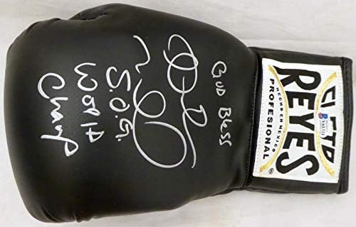Andre Ward autografou Black Reyes Boxing Glove God Bless, S.O.G. & World Champ LH Beckett Bas Stock 182288 - luvas de