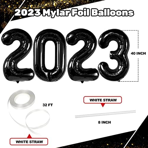 2023 Número preto Balões - 40 polegadas de tamanho grande número de papel alumínio